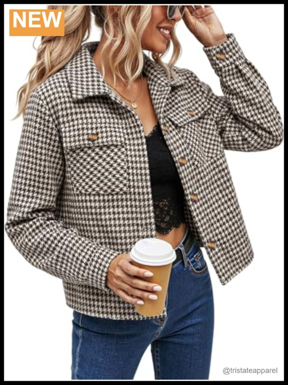 Cropped Plaid Shacket Button Down Long Sleeve Casual Jacket